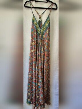 Karma  Highway Floral Print Halter Maxi in Blue, Green & Pink